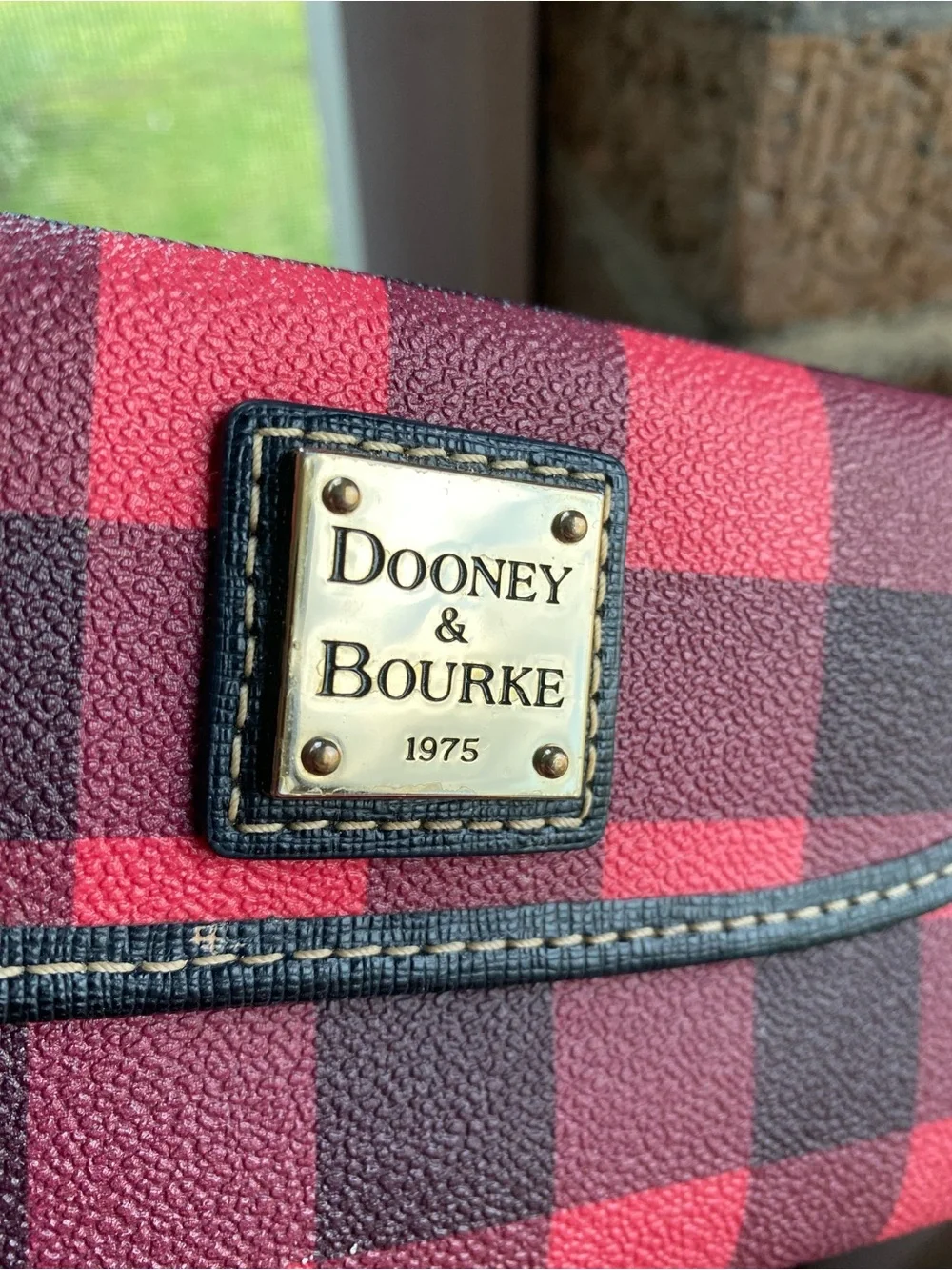 Dooney & Bourke Pink and Black Buffalo Check Tote with Matching Wallet